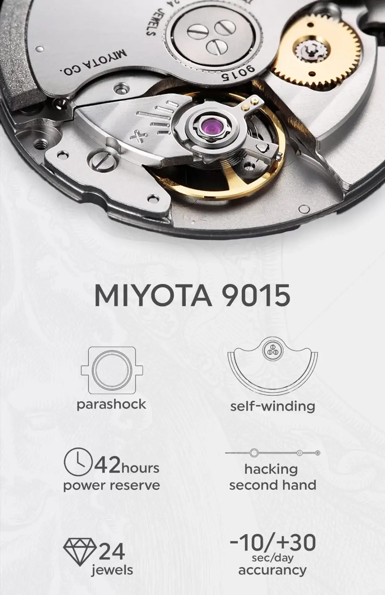 Miyota 9015 specifications